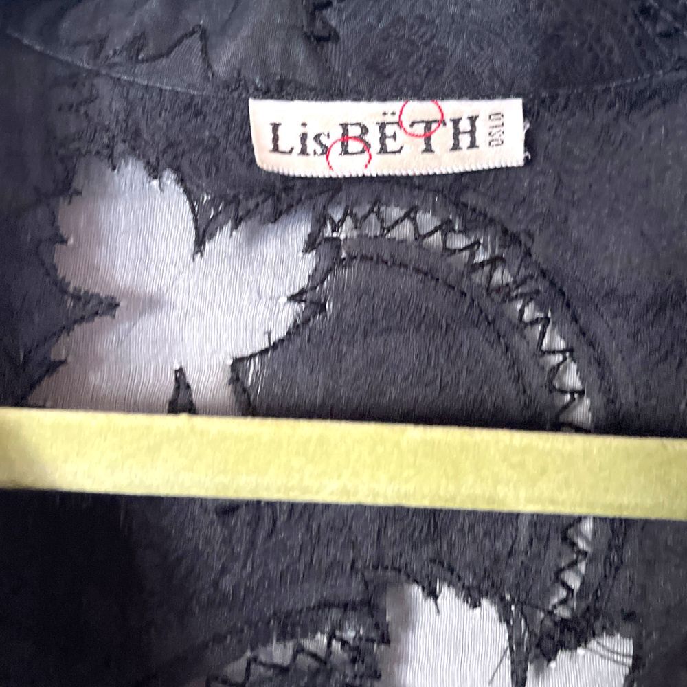 Vintage Black Lisbeth Oslo Burnout Silk Button Front Formal‎ Blouse L - Picture 6 of 9